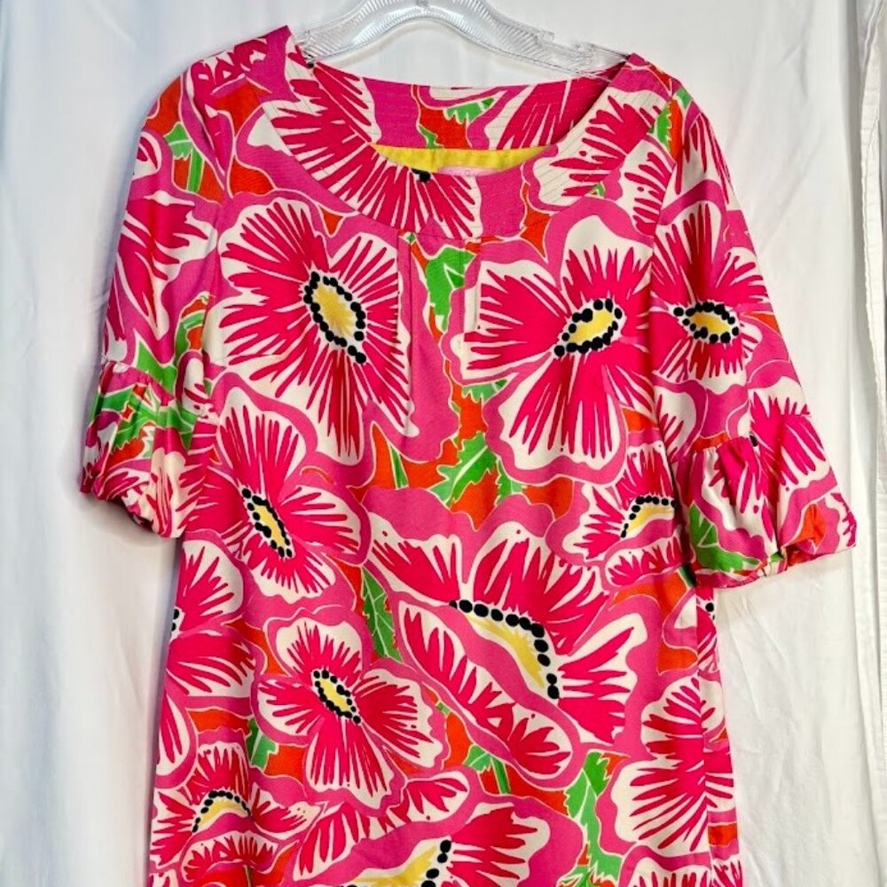 Lilly Pulitzer Dasha Pink Floral Silk Shift Dress | Size 4 NWOT